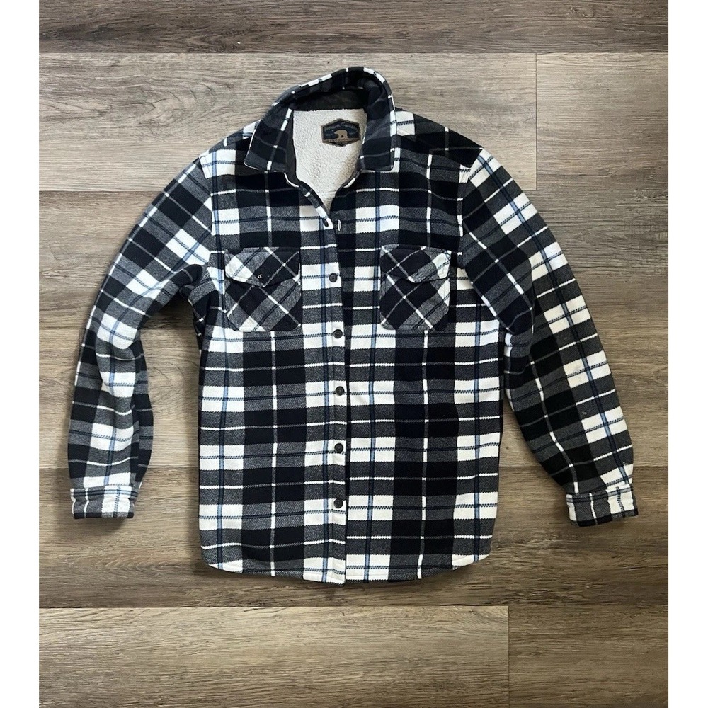 Freedom Foundry Sherpa Lined Flannel Shirt Jacket Mens LG Blue Plaid Shacket